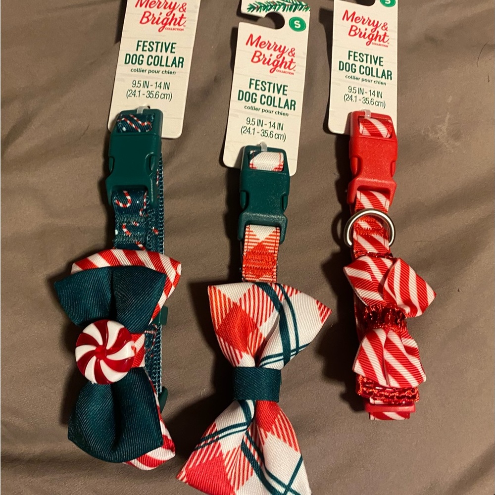 3 Christmas/ holiday dog collars